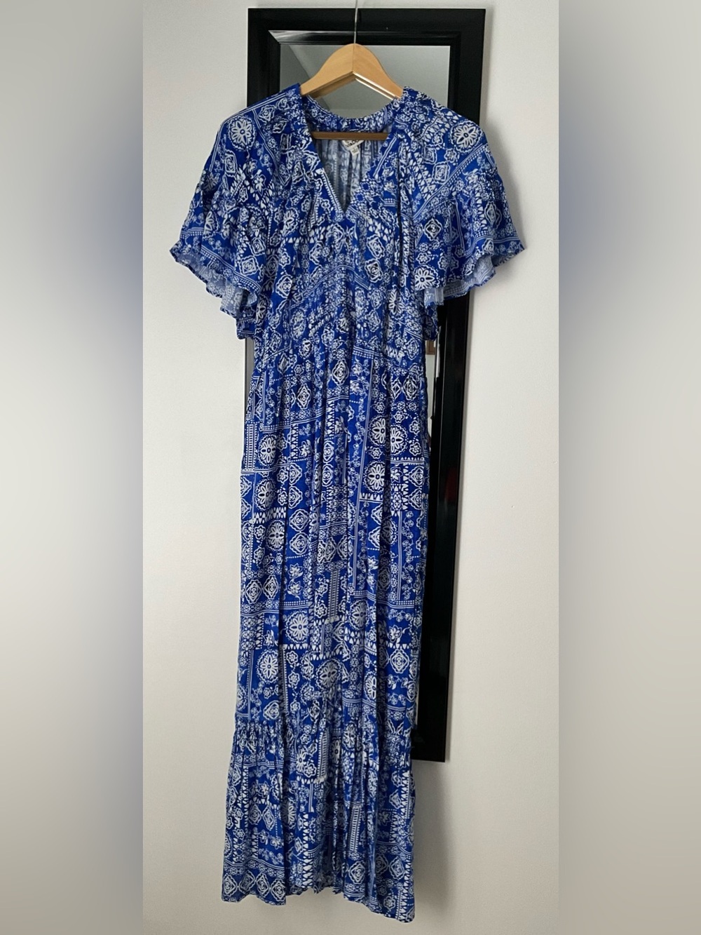 Blue Printed Maxi Dress - Women's Summer Style
